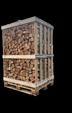 BOX bois 2 m³ de bûches traditionnelles rangées sur palette